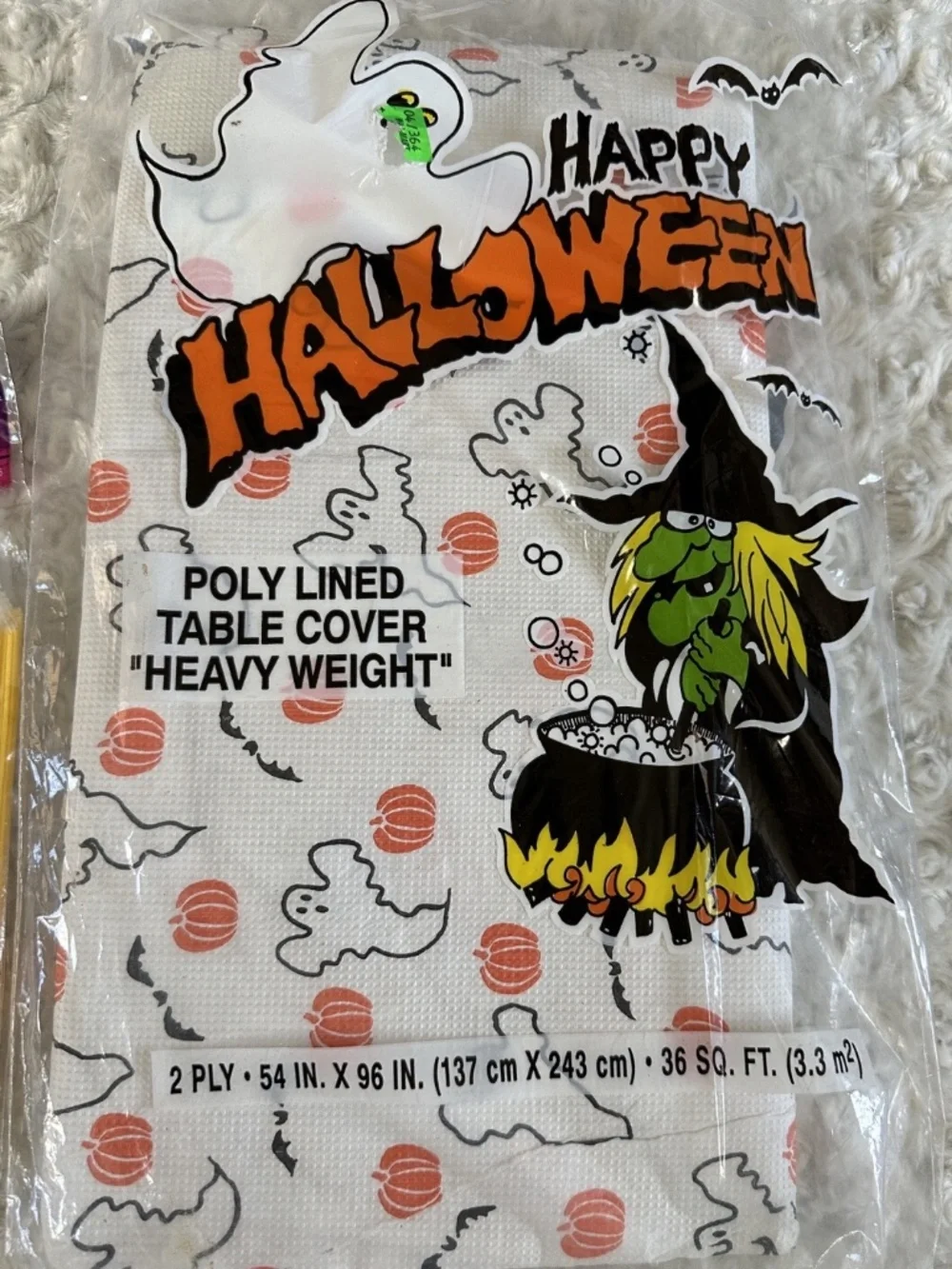 Halloween party supplies VTG Table Cover 29 Treat Bags Wilton 30 Lollipop Sticks